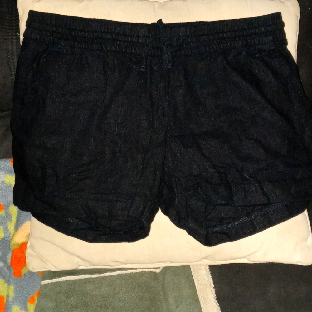 Black Linen Shorts